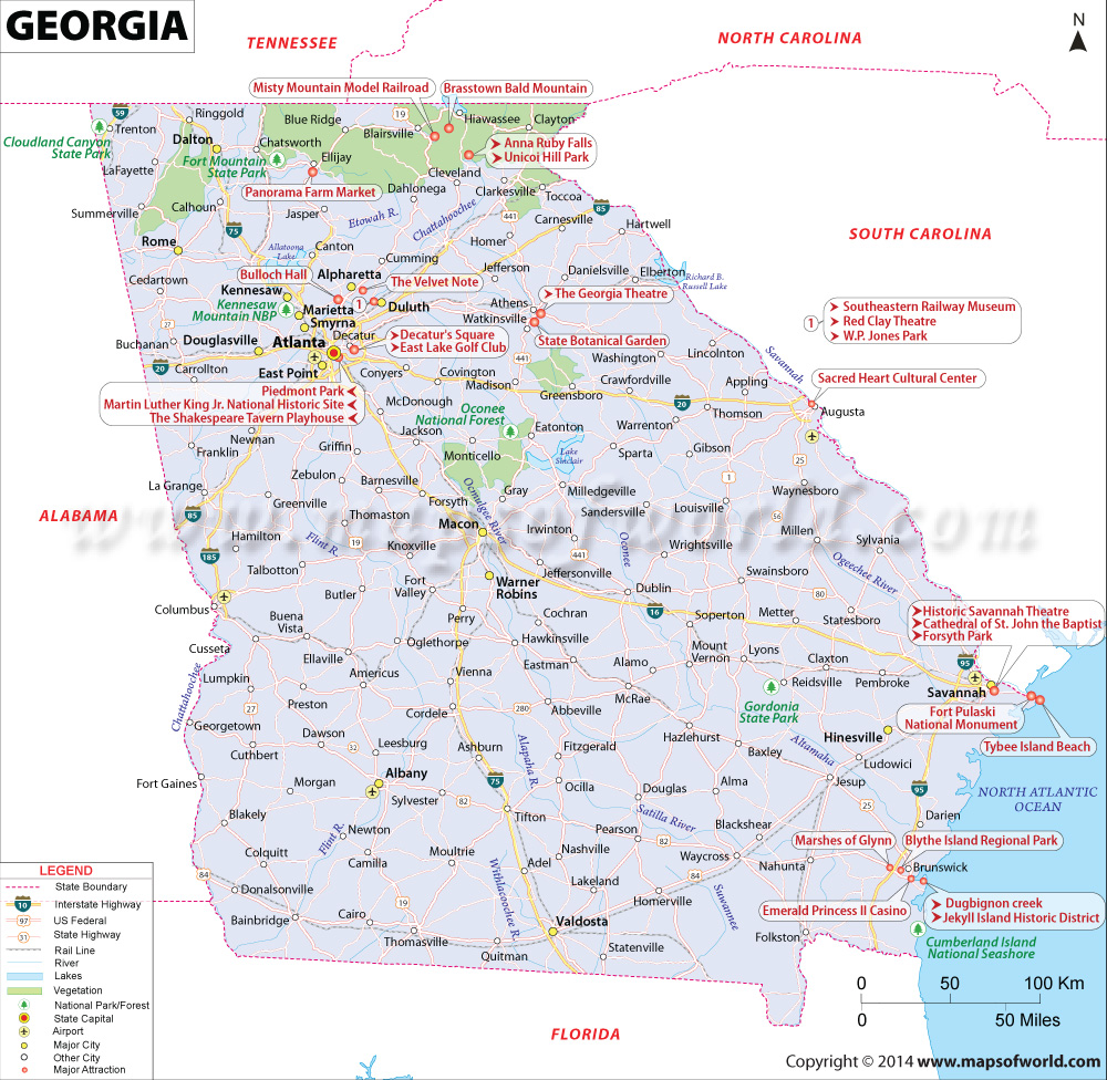 Map of Georgia, USA