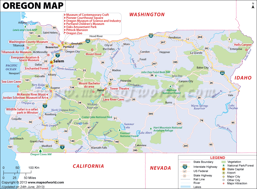 Oregon USA state map