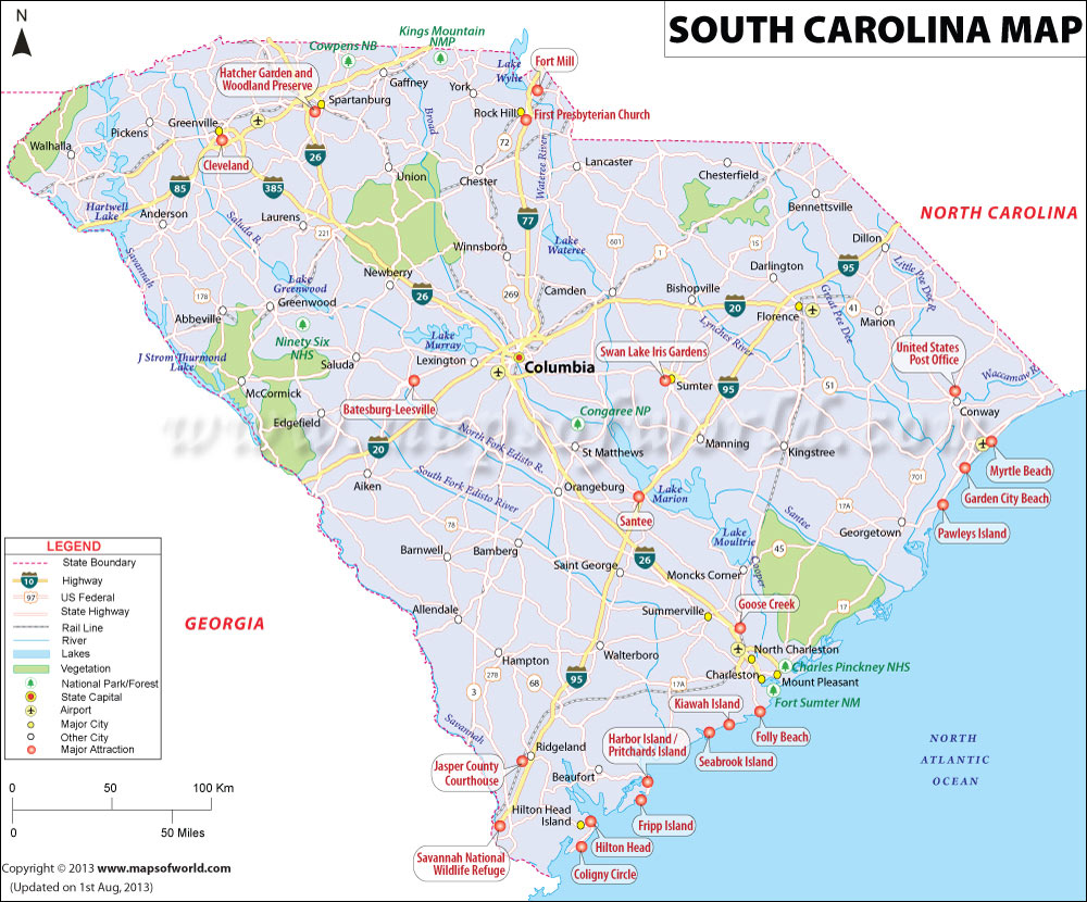 South Carolina USA state map